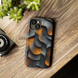 Grey Fire Orange Geometry - Protective Phone Case