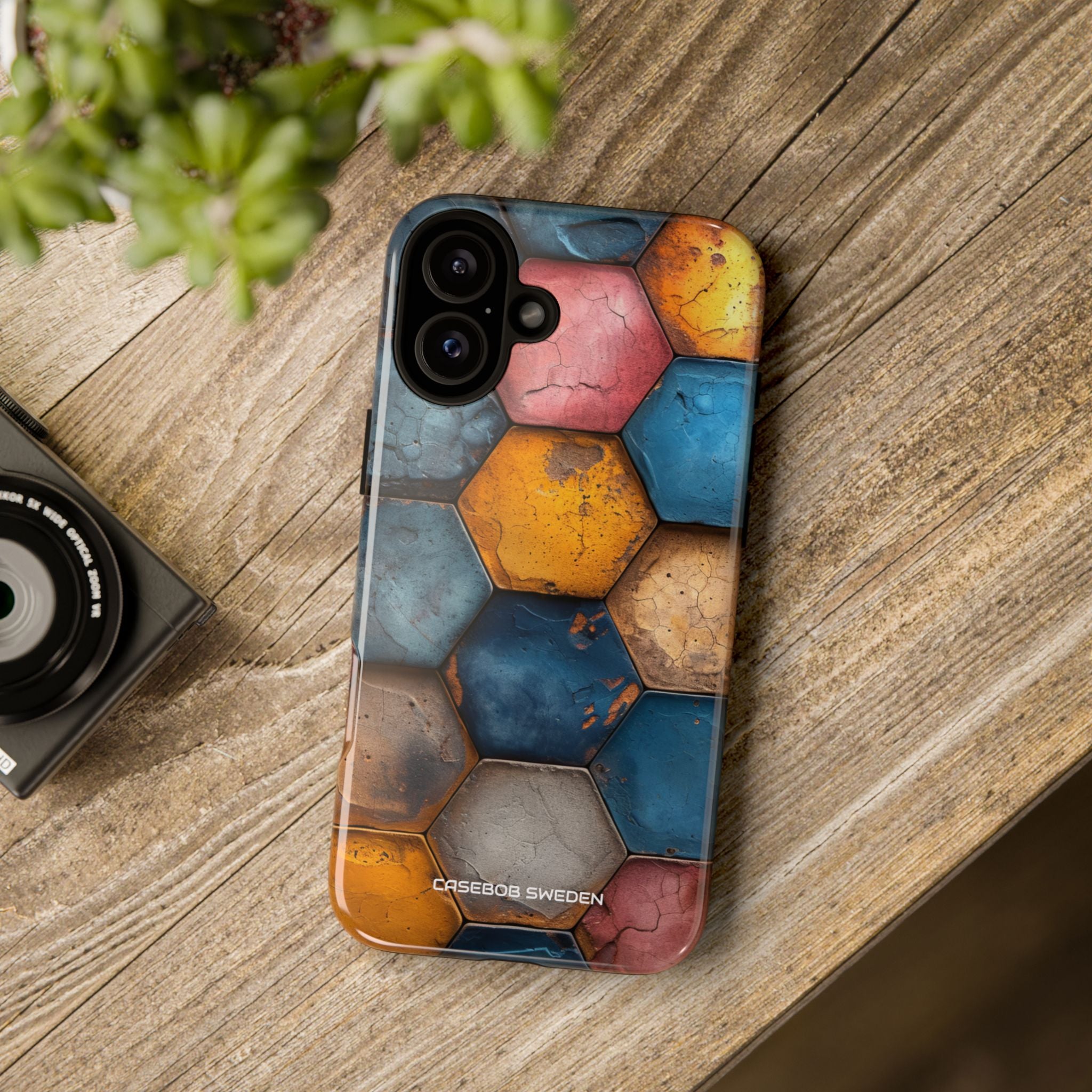 Rustic Geometric Tiles - Tough iPhone 16 Phone Case