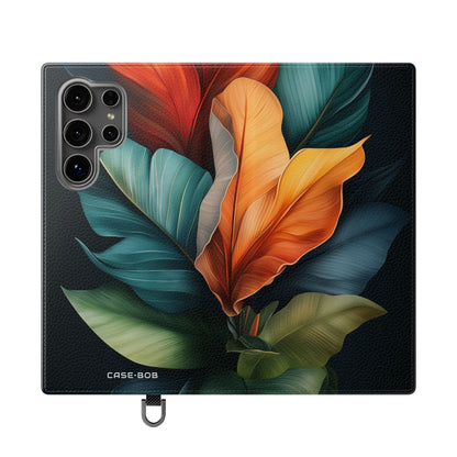 Tropical Ember Leaves - Samsung S24 Ultra Case - Wallet