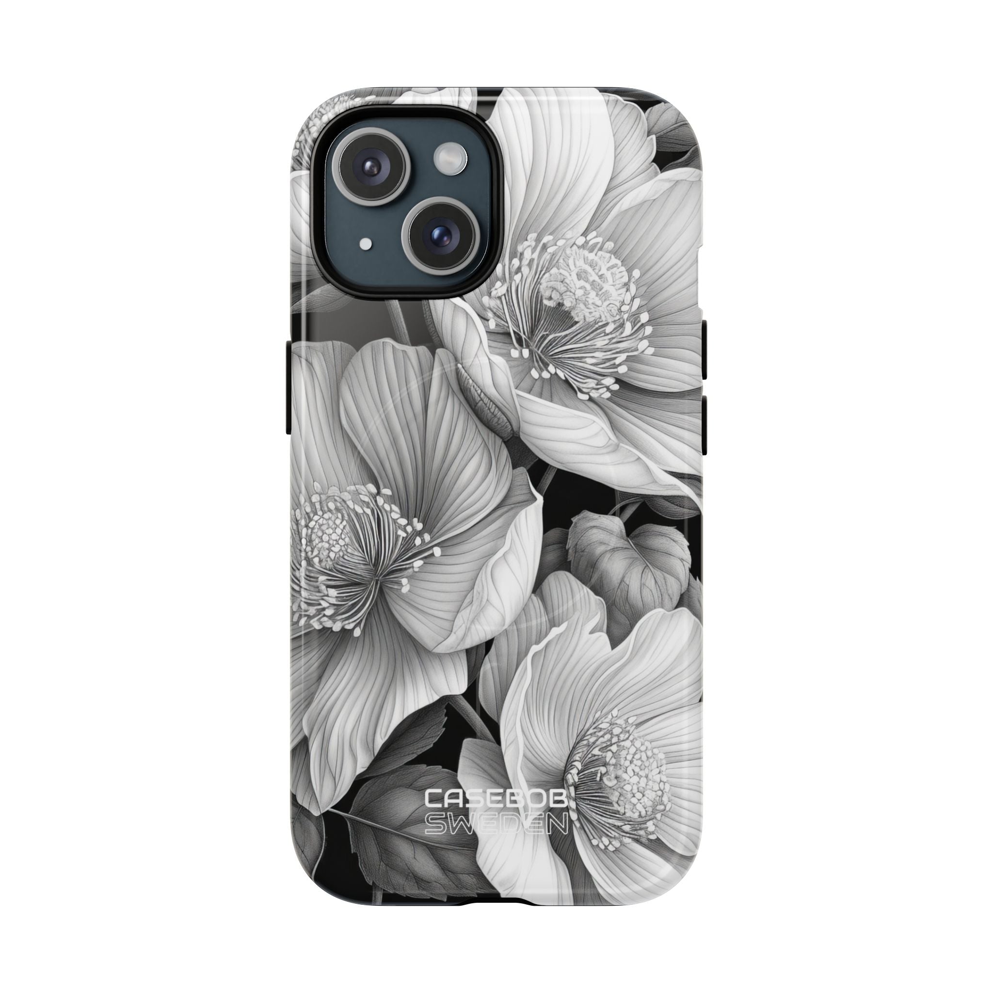 Monochrome Petal Dance iPhone 15 – Robust+