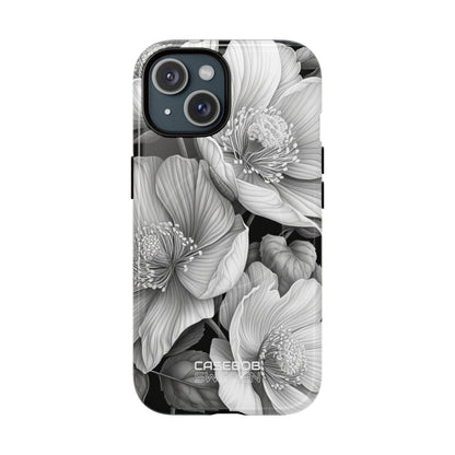 Monochrome Petal Dance iPhone 15 – Robust+