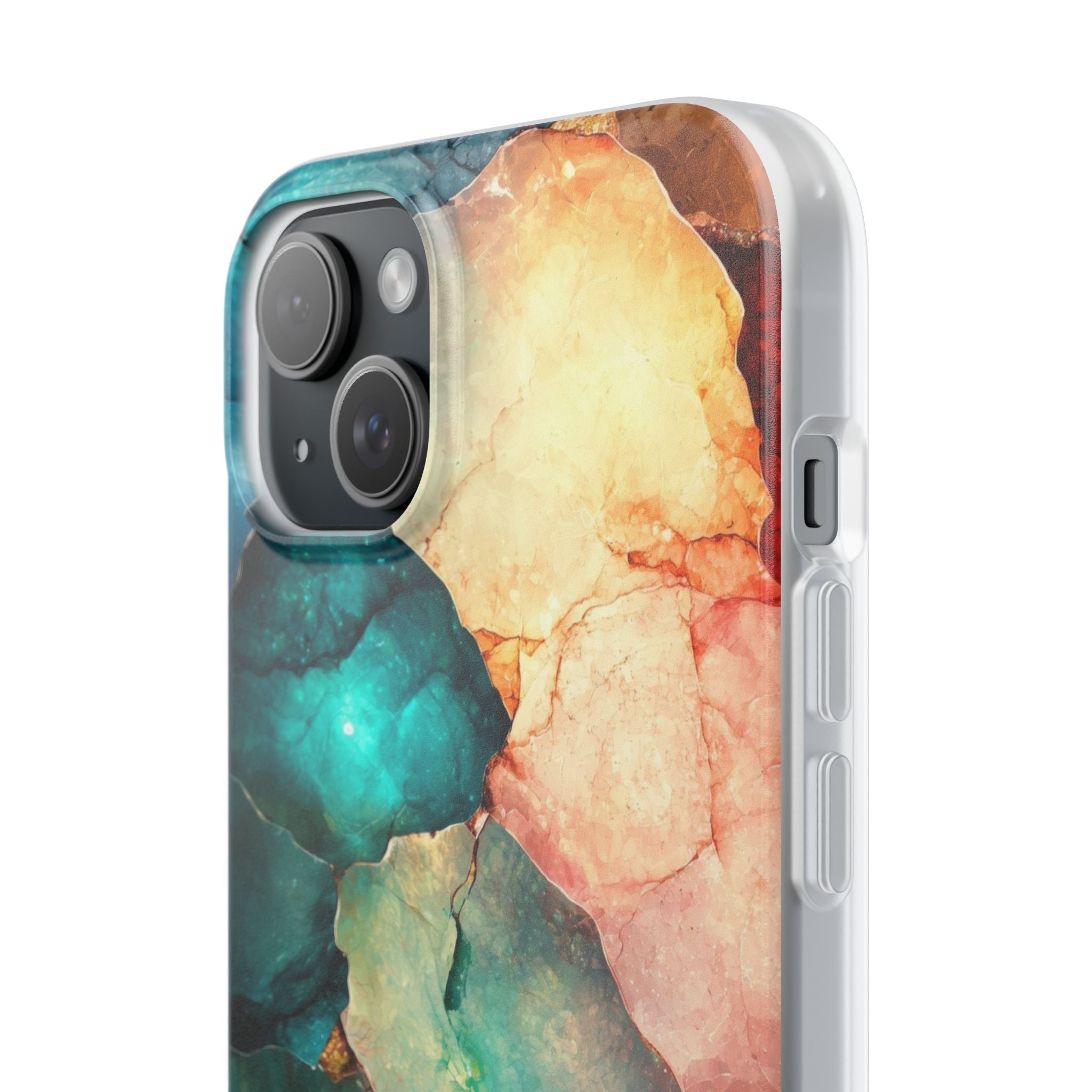 Teal Mosaic Veins iPhone 15 Plus Case - Soft