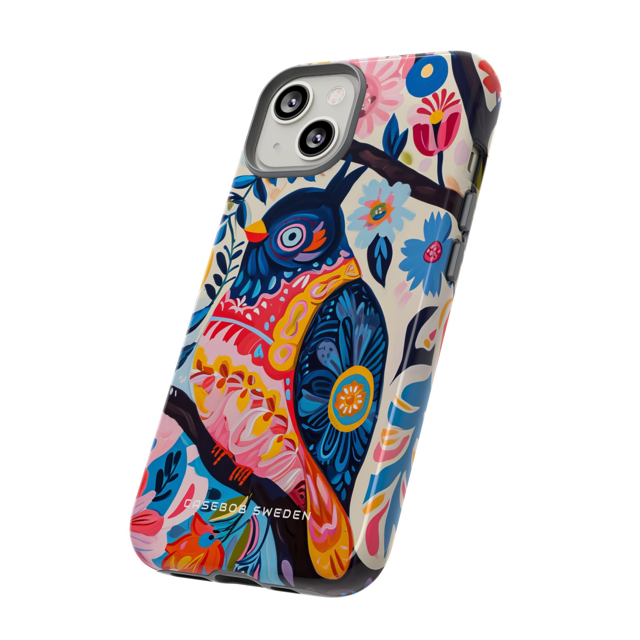 Whimsical Vintage Owl with Floral Charm iPhone 14 - Tough Phone Case