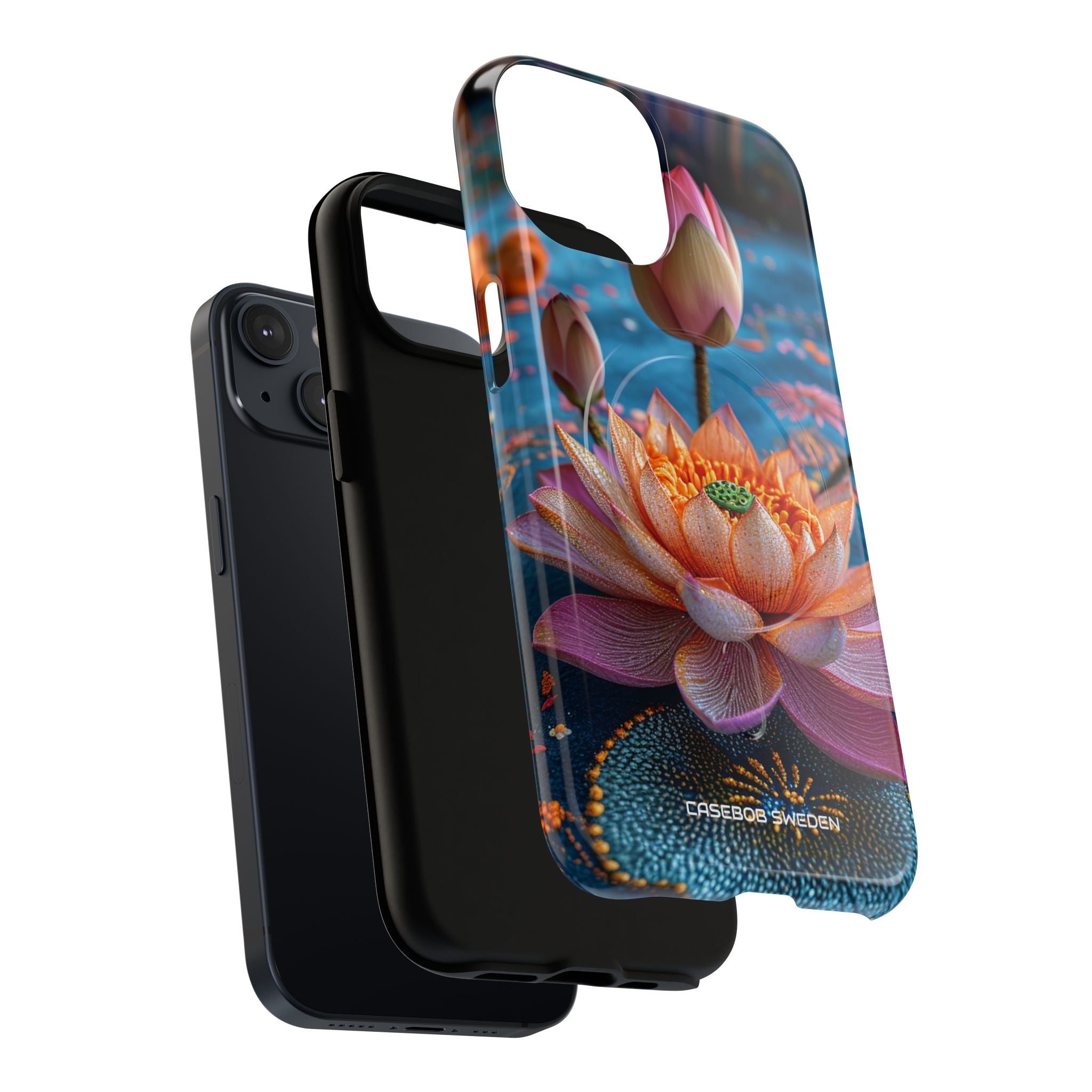 Vibrant Lotus Embroidery - Tough + MagSafe® iPhone 14 Phone Case