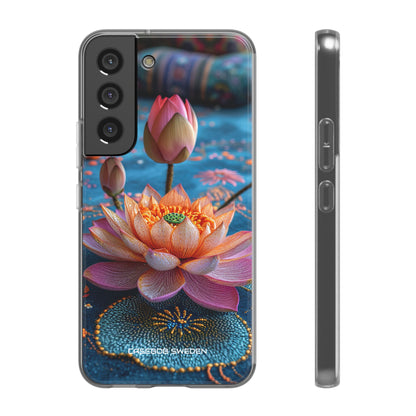 Vibrant Lotus Embroidery - Flexi Samsung S22 Phone Case