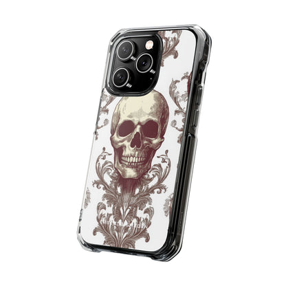 Gothic Skulls and Ornate Foliage iPhone 14 - Clear Impact Phone Case