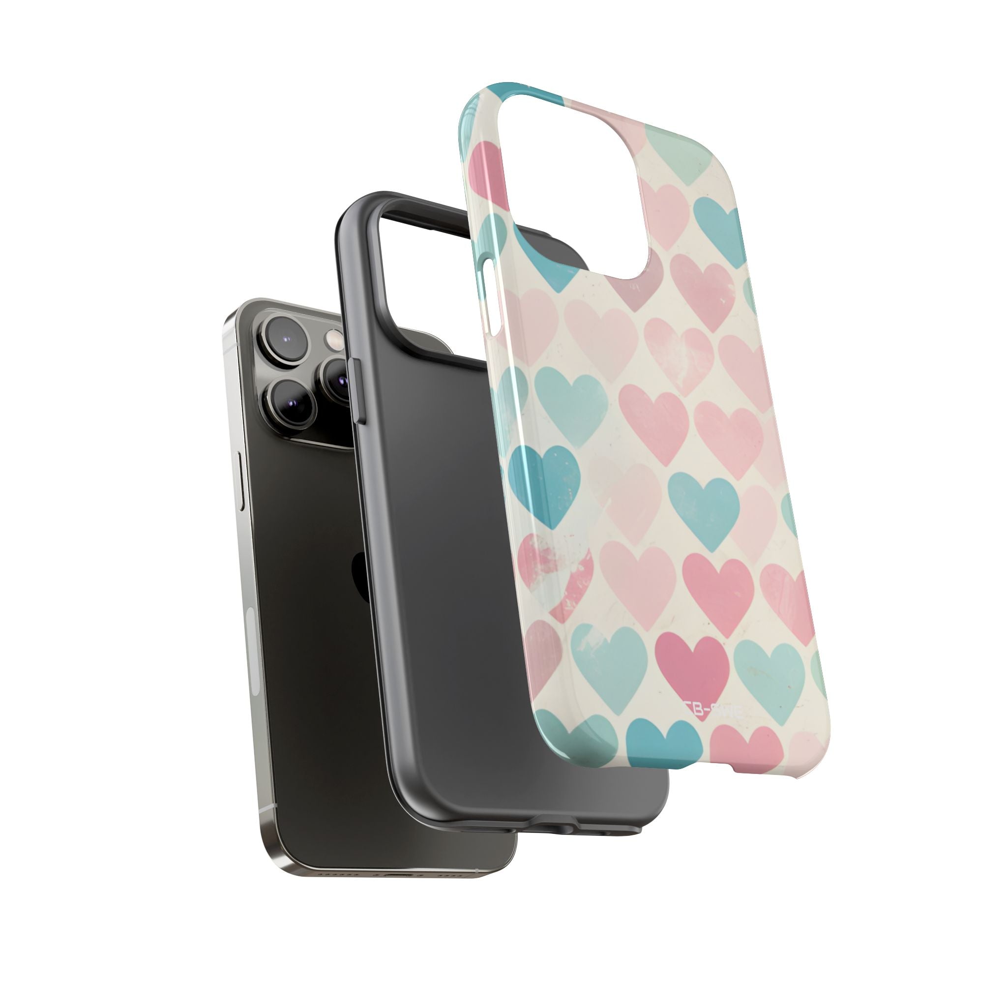 Retro Hearts Symmetry - iPhone Case