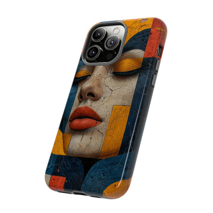 Blue Lady's Geometric Elegance - Protective Phone Case