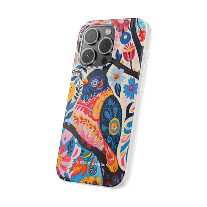 Whimsical Vintage Owl with Floral Charm iPhone 15 - Flexi Phone Case