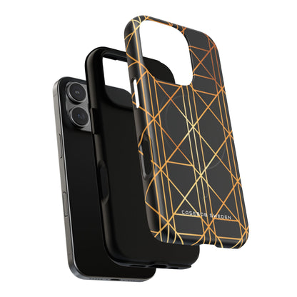 Golden Geometric Elegance iPhone 16 | Tough+ Phone Case