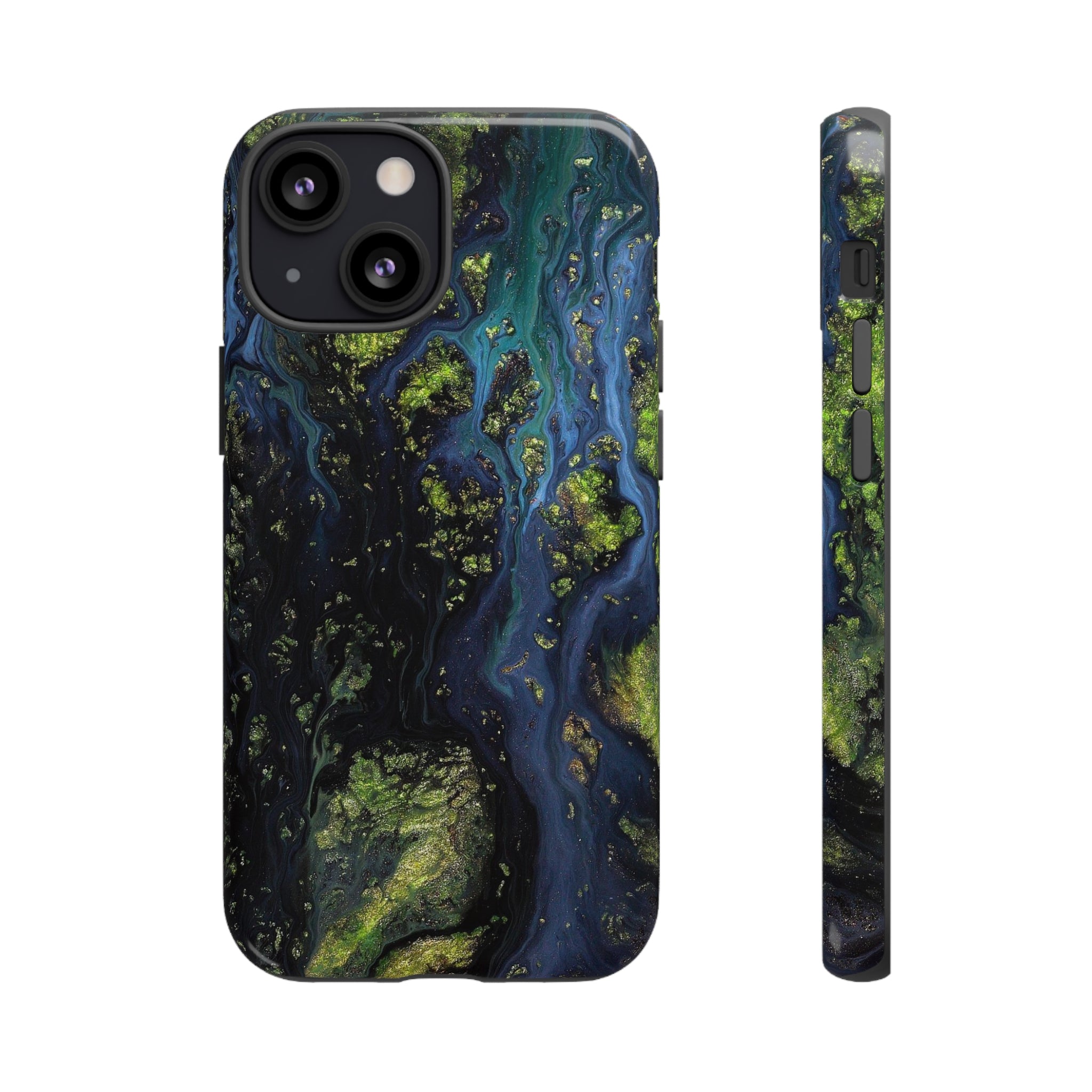 Blue Cosmos Ink Art iPhone Case (Protective) iPhone 13 Mini Glossy Phone Case