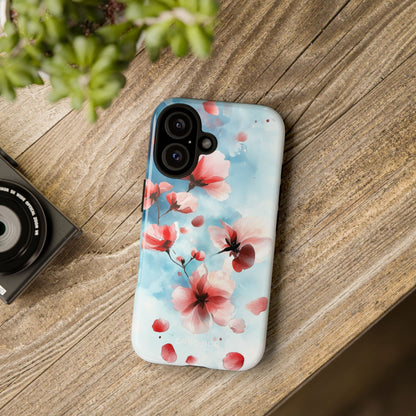 Pink Blossom Drift iPhone 16 Plus Case - Tough