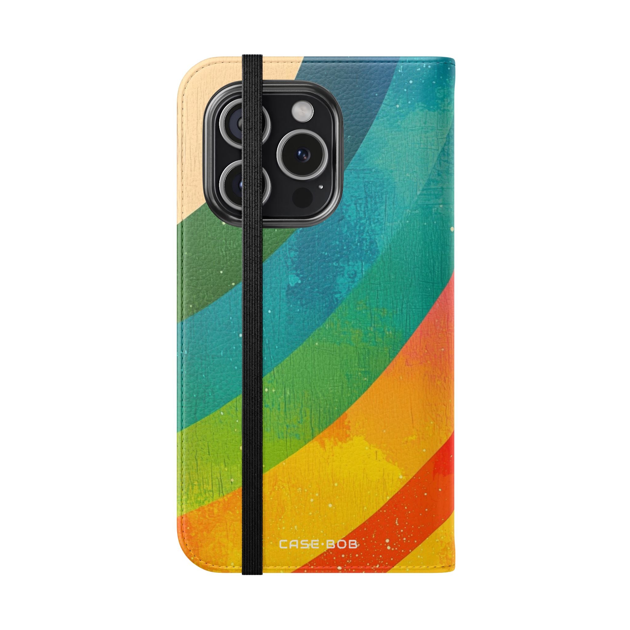 Curved Rainbow Breeze - iPhone 15 Pro Case - Wallet