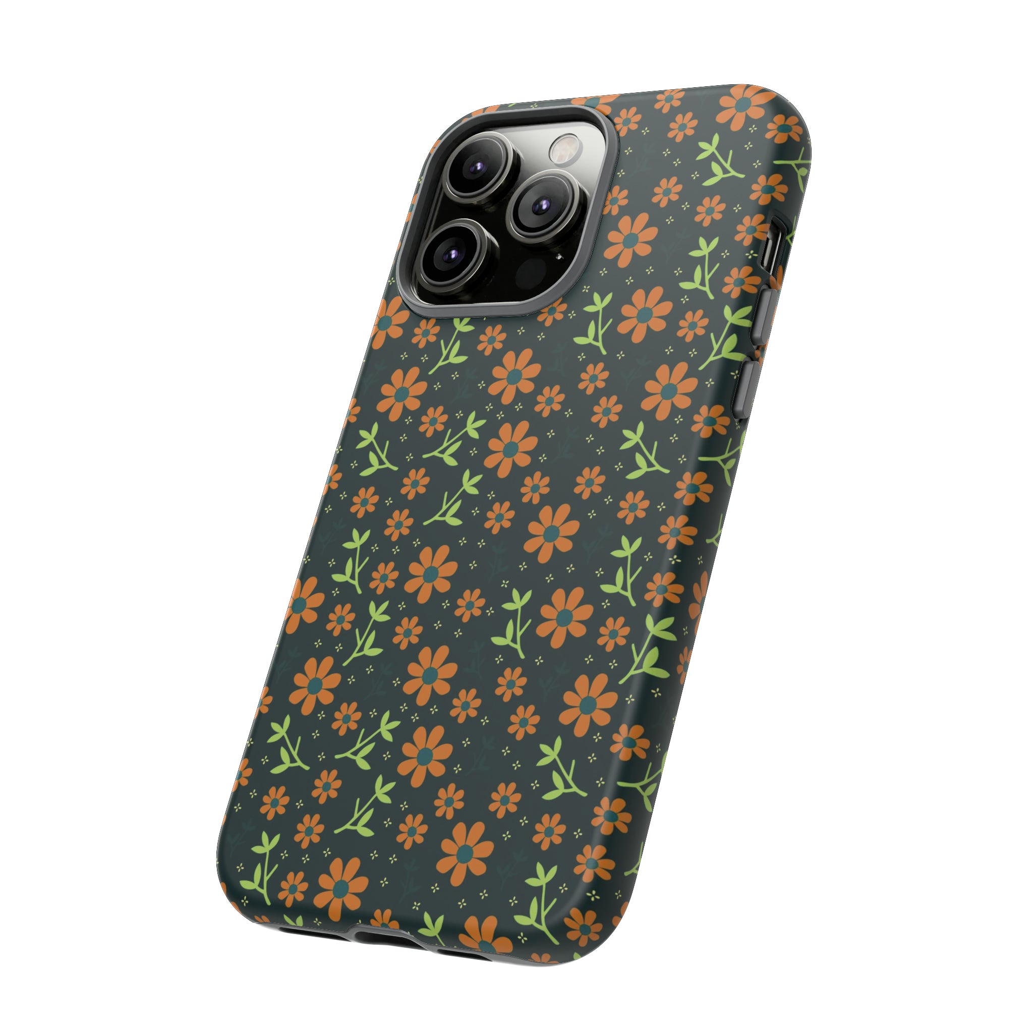 Green Flower Pattern - Protective Phone Case