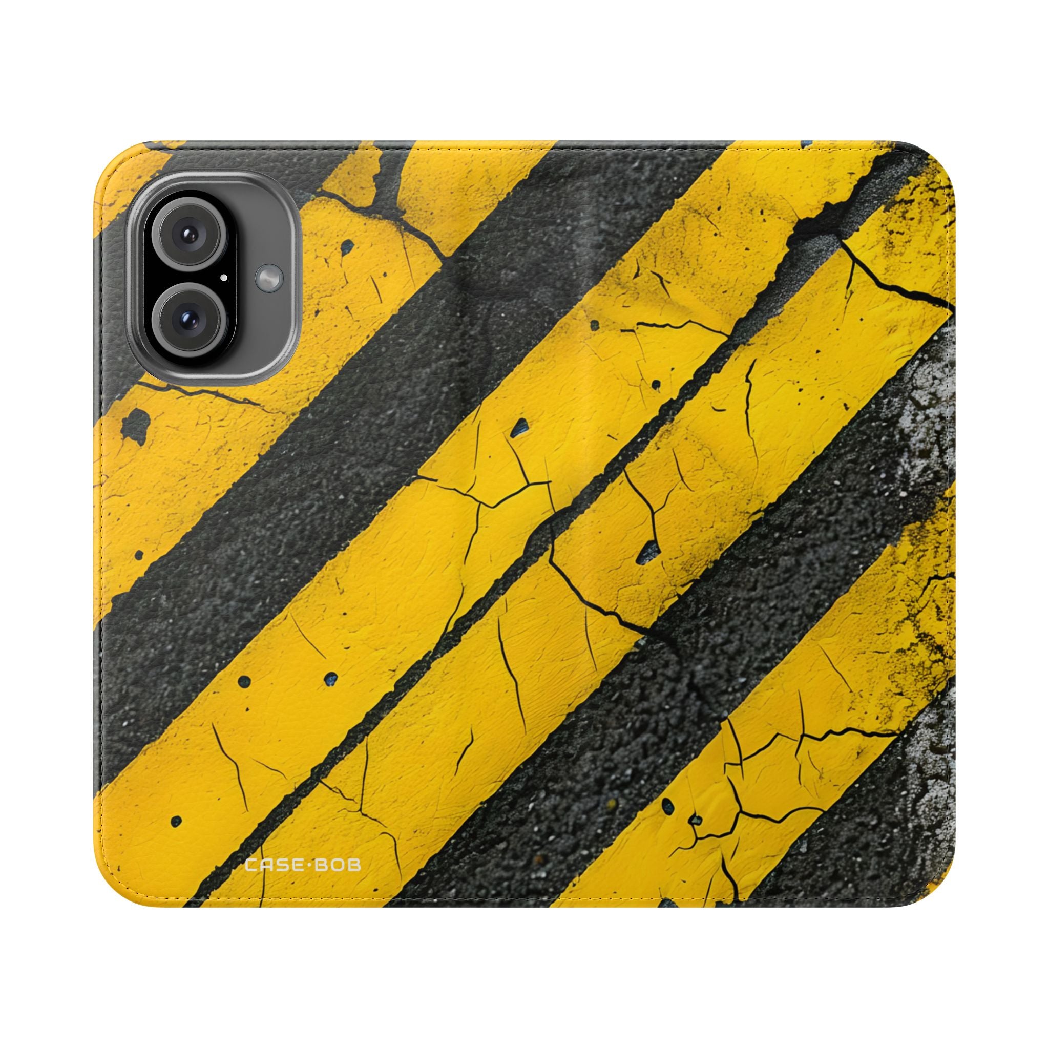 Yellow Stripes Distress - iPhone 16  Case - Wallet