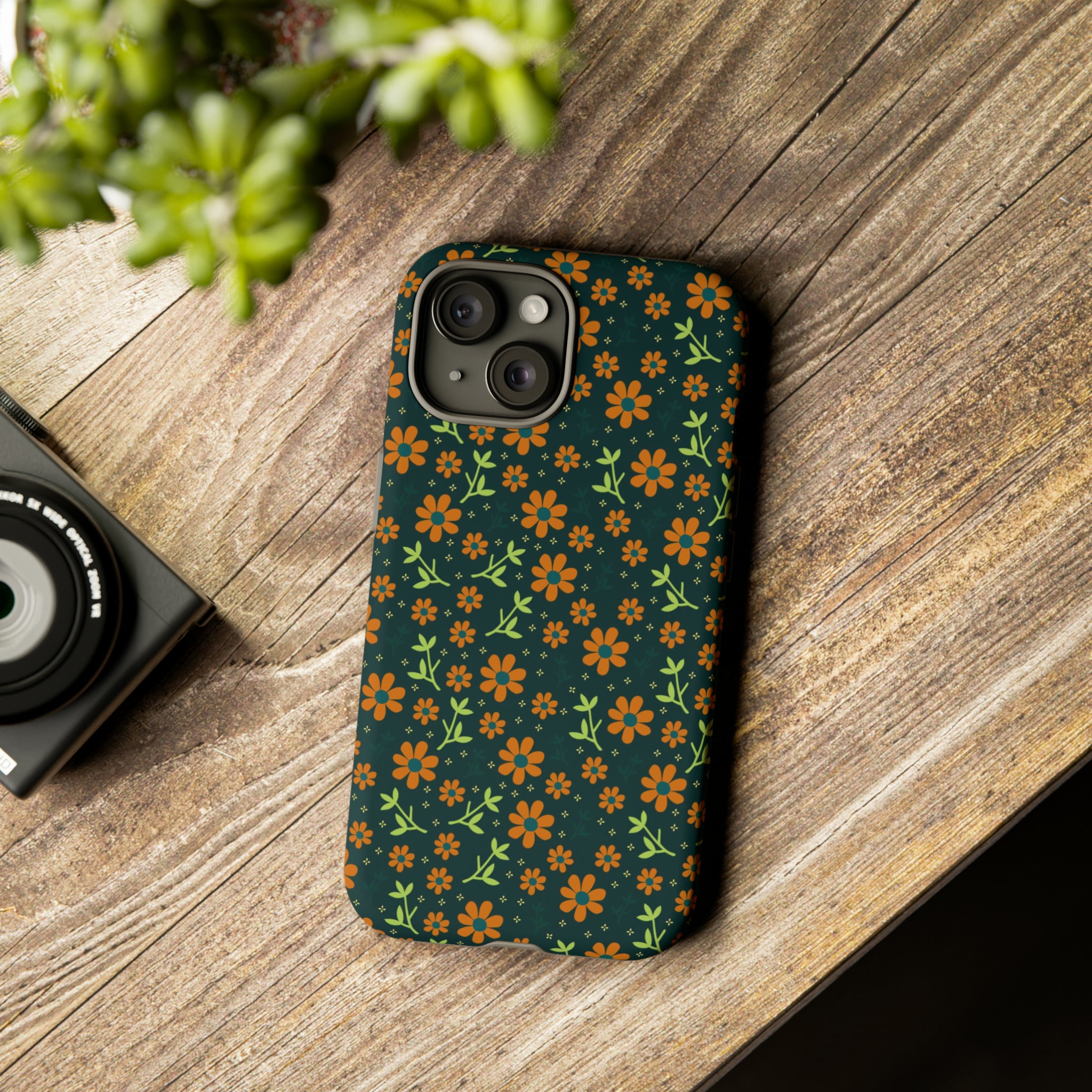 Green Flower Pattern - Protective Phone Case