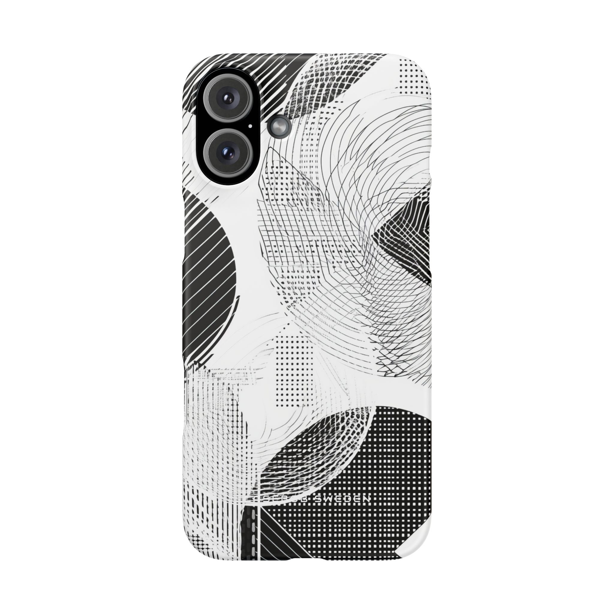 Geometric Monochrome Flow iPhone 16 - Slim Phone Case