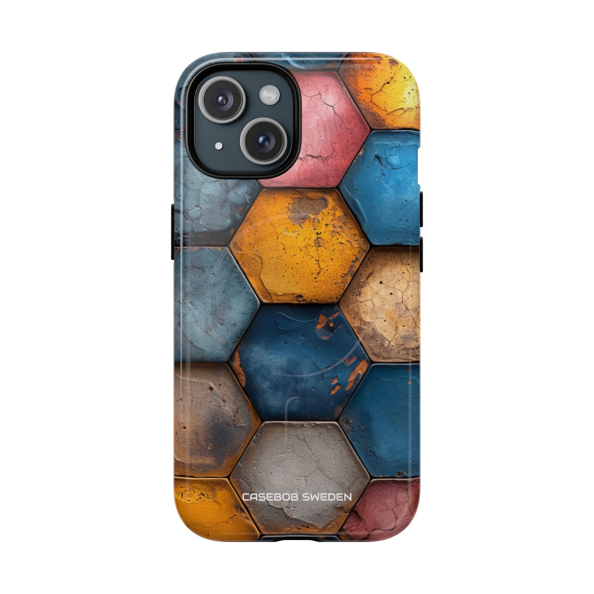 Rustic Geometric Tiles - Tough + MagSafe® iPhone 15 Phone Case