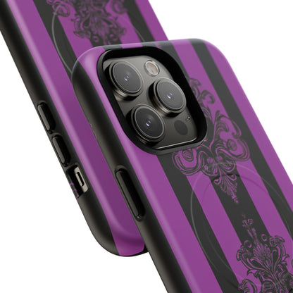 Gothic Elegance with Vertical Stripes and Ornamental Motifs iPhone 14 | Tough+ Phone Case