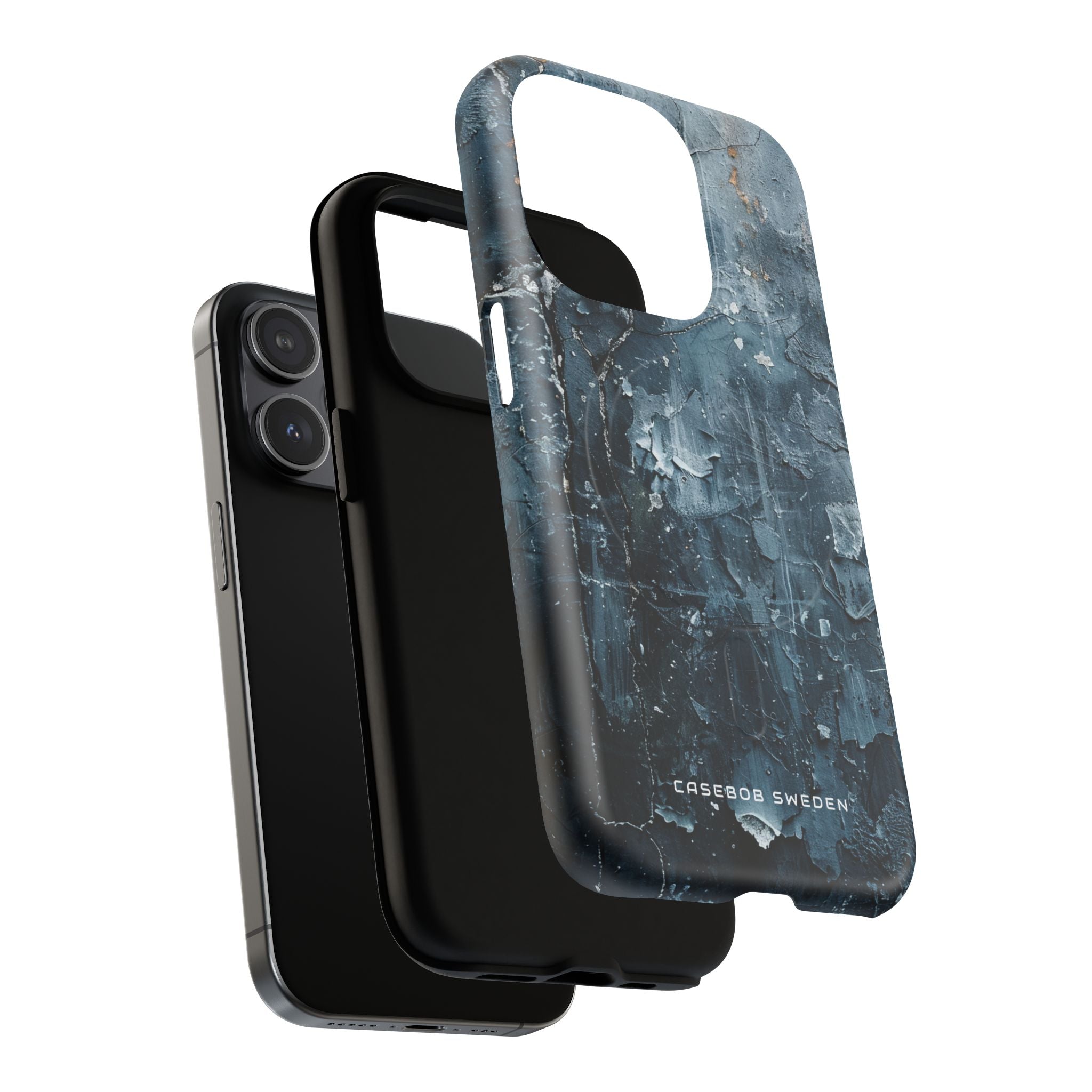 Weathered Blue Tapestry with Cracked Layers iPhone 15 | Tough+ Phone Case