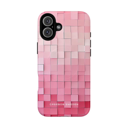 iPhone 16 Tough+ Handyhülle mit Mosaik-Muster in Rosa