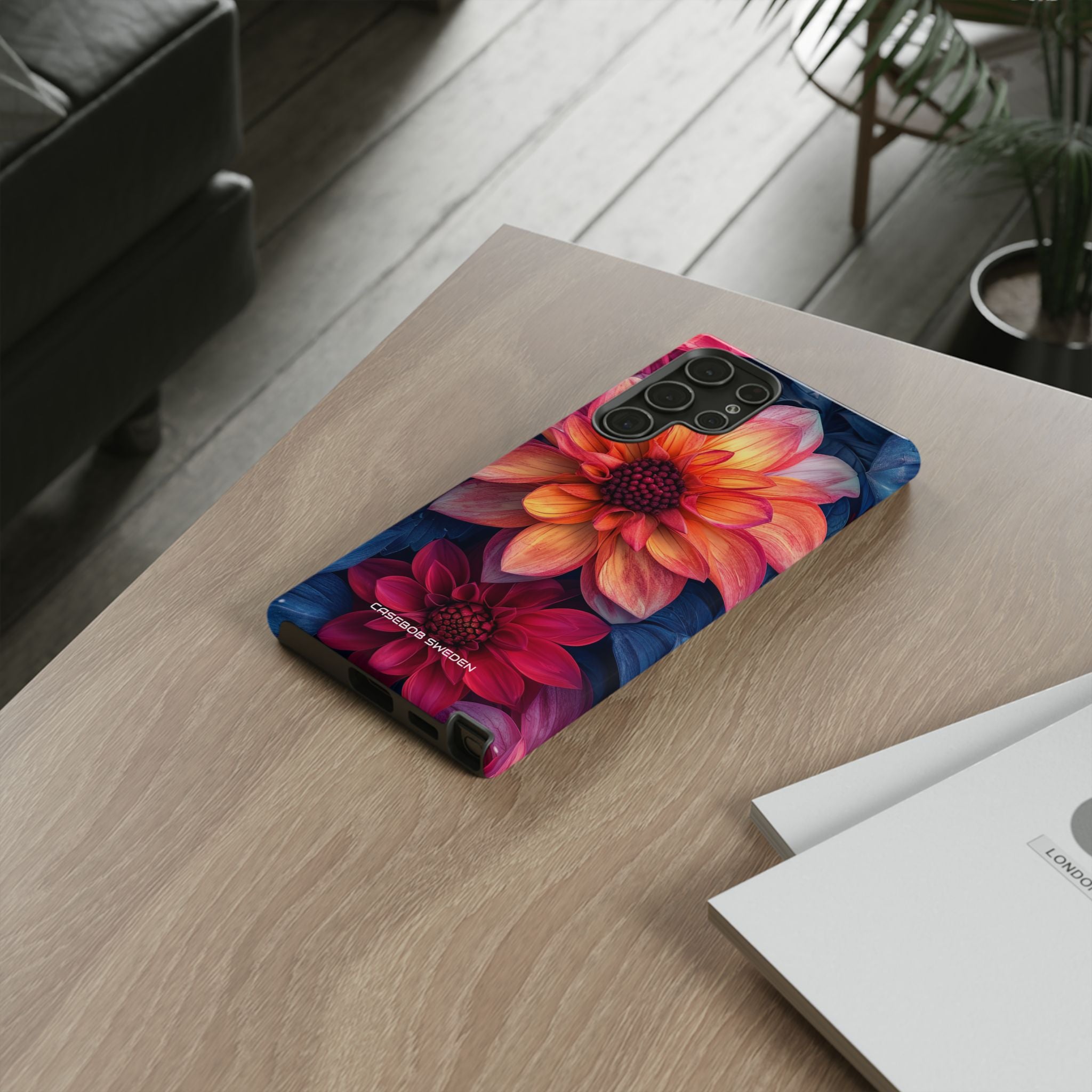 Floral Harmony Orange Blue - Tough Samsung S22 Phone Case