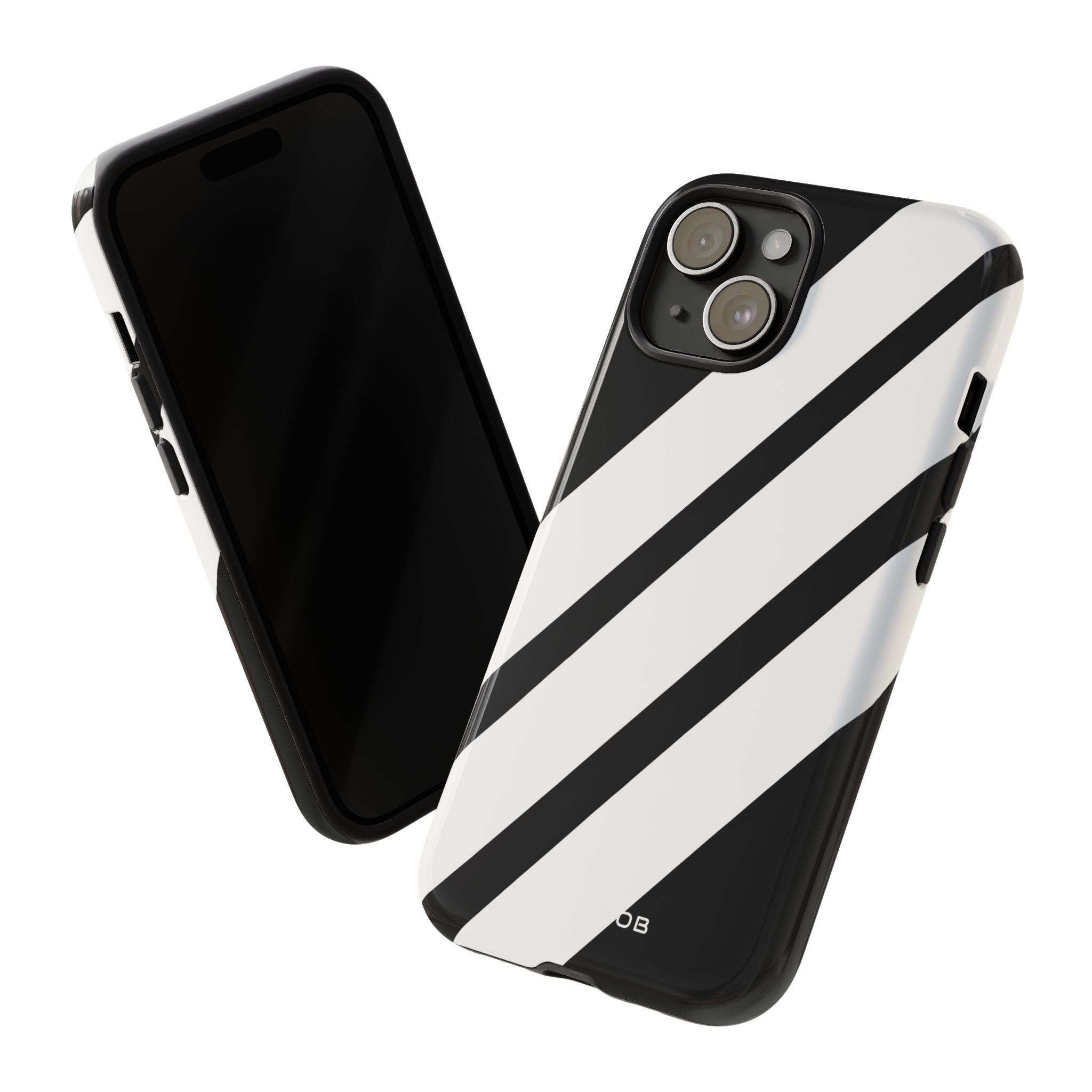 Diagonal Bands Noir iPhone 15 Case - Tough