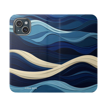 Blue Wave Flow - iPhone 15 Case - Wallet