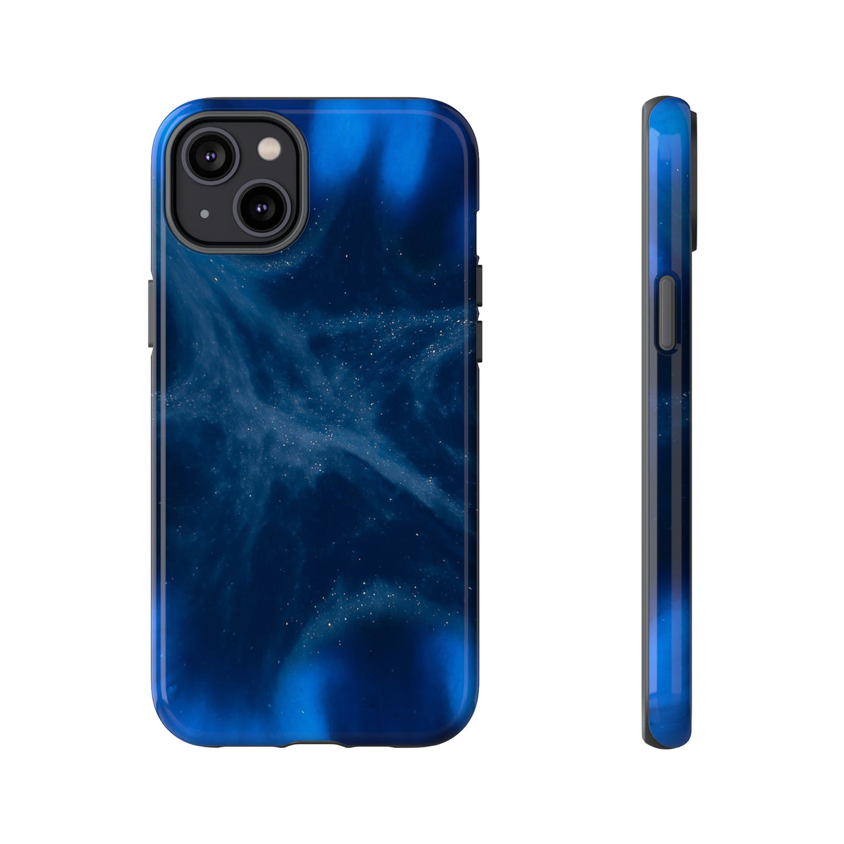 Blue Space Ink Art iPhone Case (Protective) iPhone 14 Plus Glossy Phone Case