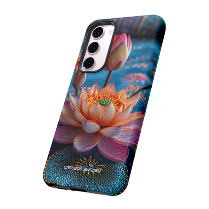 Vibrant Lotus Embroidery - Tough Samsung S23 Phone Case