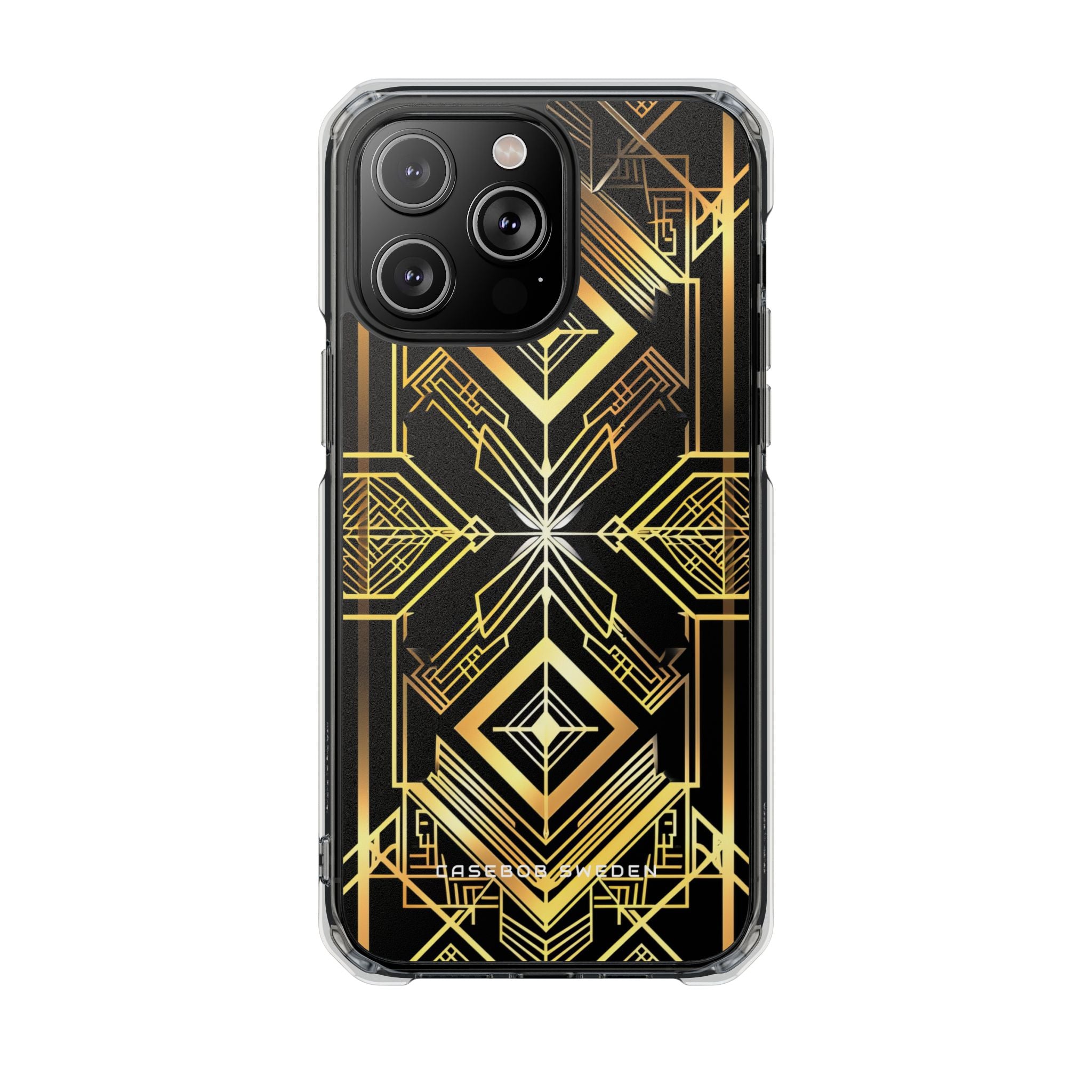 Golden Geometric Opulence iPhone 14 - Clear Impact Phone Case