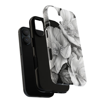 Monochrome Petal Dance iPhone 16 - Tough+