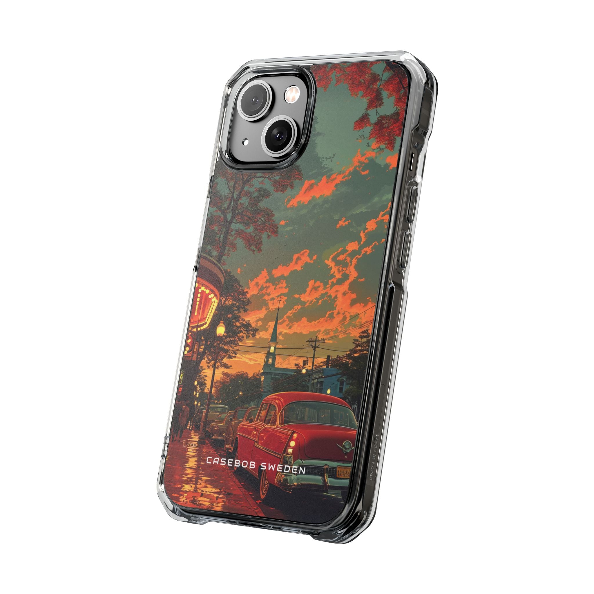 Mid-Century Nostalgia Streetscape iPhone 14 - Clear Impact Phone Case