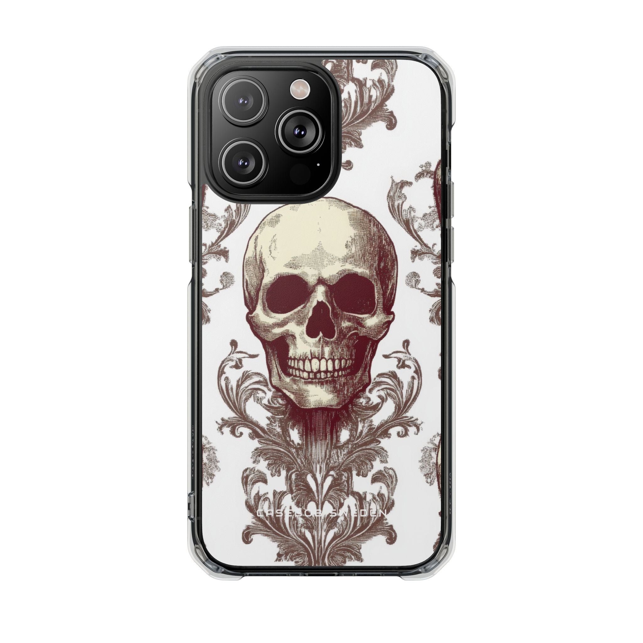 Gothic Skulls and Ornate Foliage iPhone 14 - Clear Impact Phone Case