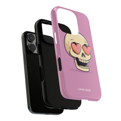 Heart Eyes Skull iPhone 16 Pro Case - Tough