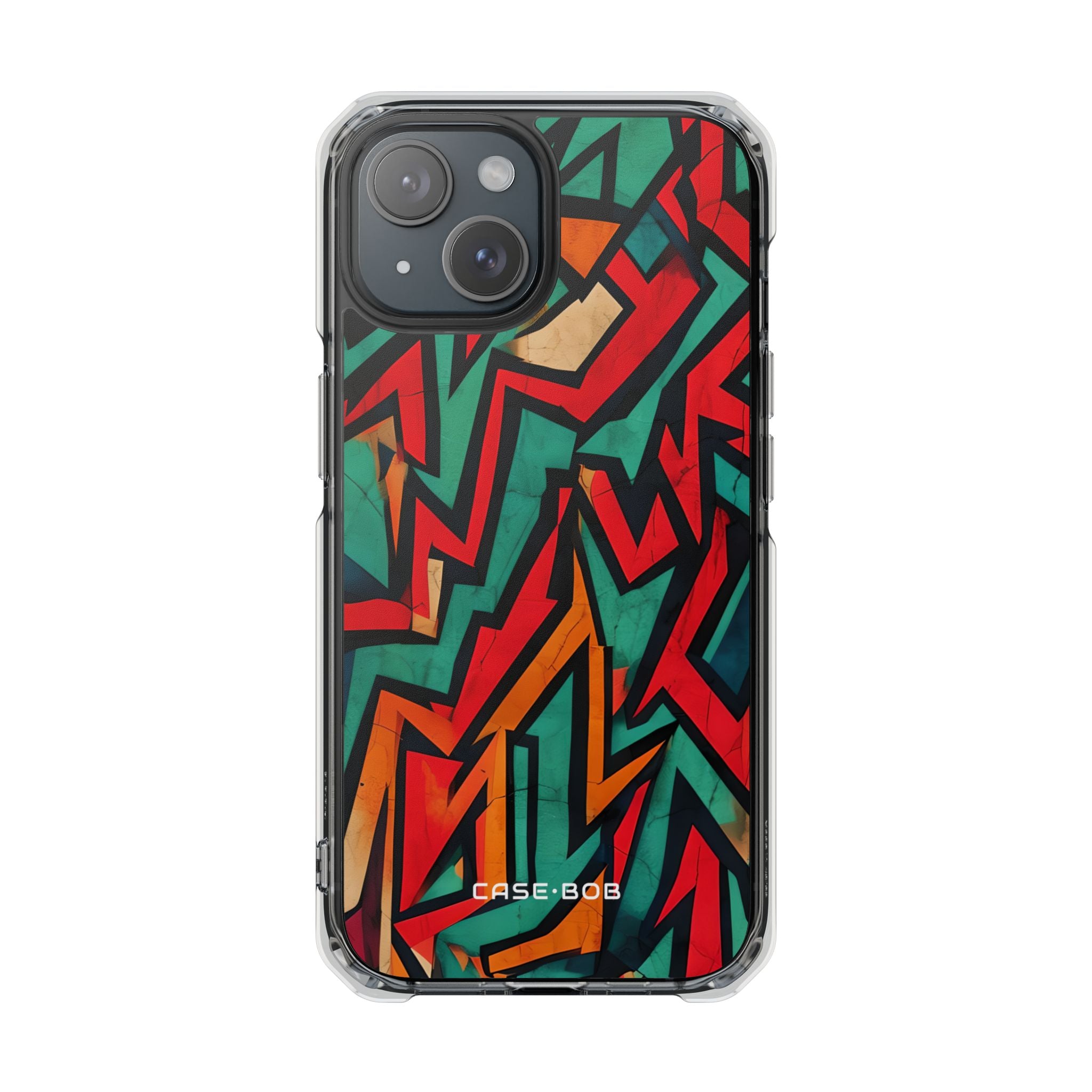 Crimson Jagged Layers iPhone 15 Case - Impact