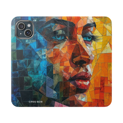 Mosaic Gaze Blue - iPhone 15 Plus Case - Wallet