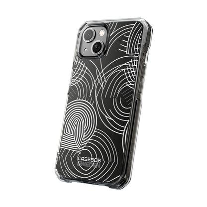 Monochrome Spiral Curves iPhone 14 - Impact Clear+