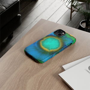 Neon Blue Ink Art iPhone Case (Protective) Phone Case