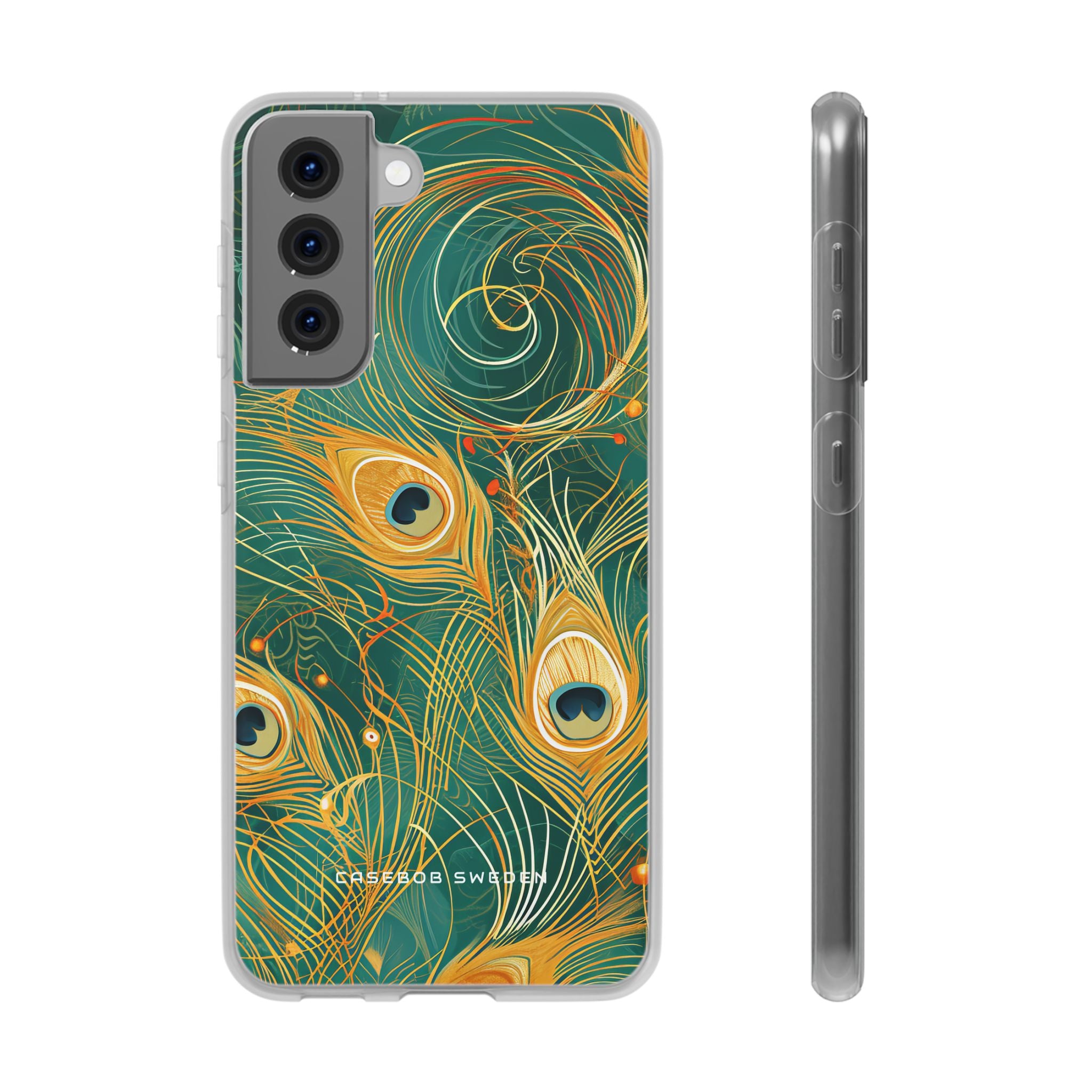 Peacock Elegance in Teal and Gold Samsung S21 - Flexi Phone Case