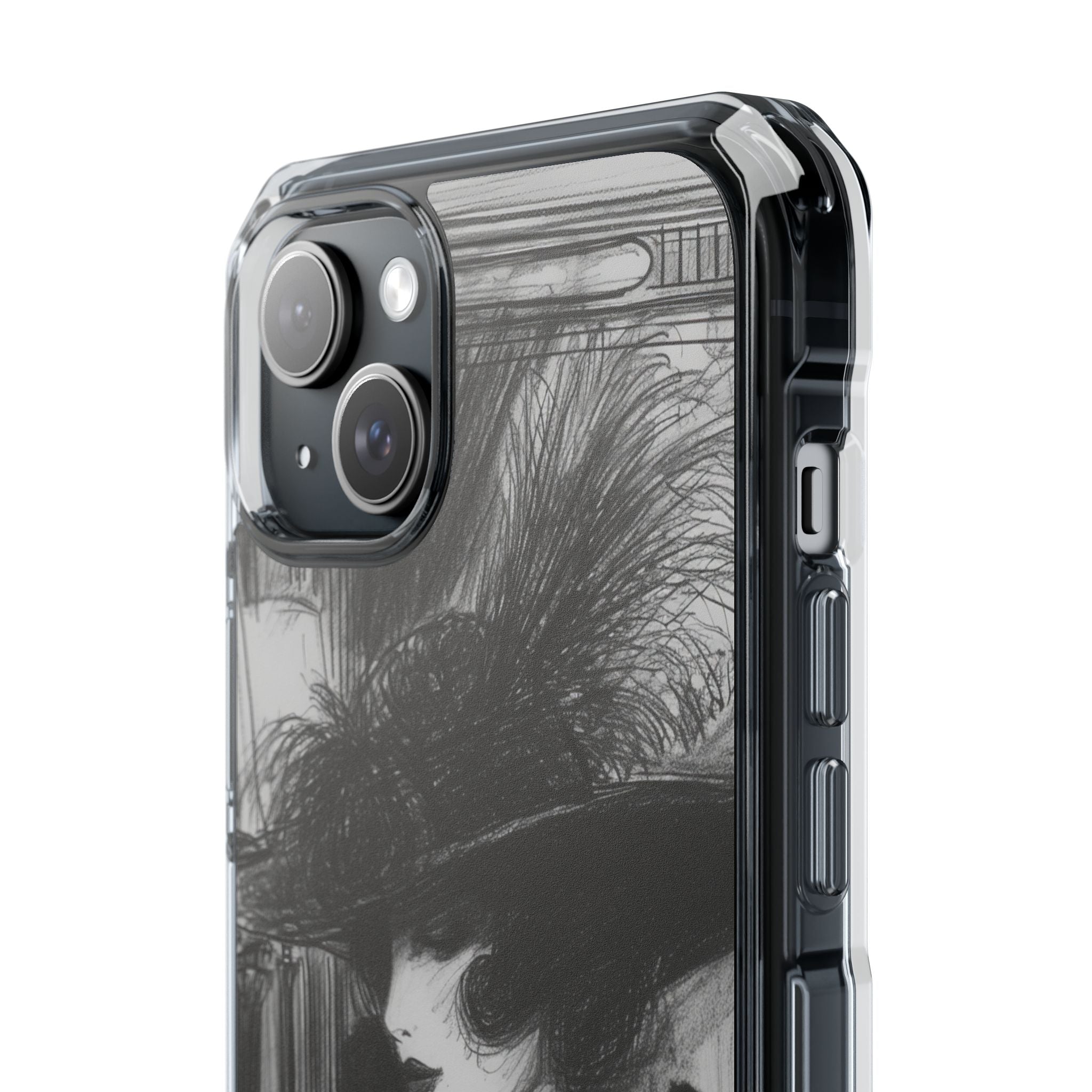 Timeless Elegance in Monochrome iPhone 15 - Clear Impact Phone Case