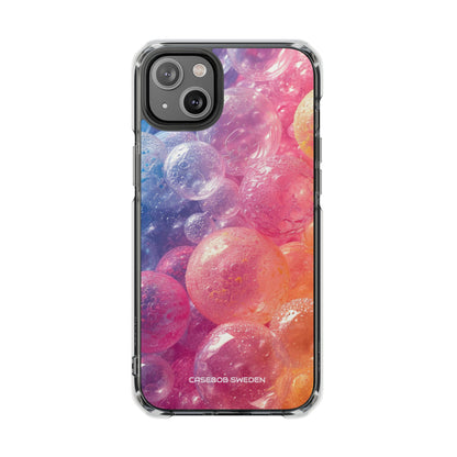 Pink Blue Glossy Spheres - Clear Impact iPhone 14 Phone Case