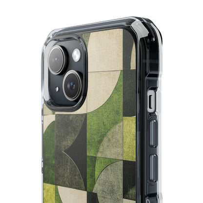 Green Geometric Harmony - Clear Impact iPhone 15 Phone Case