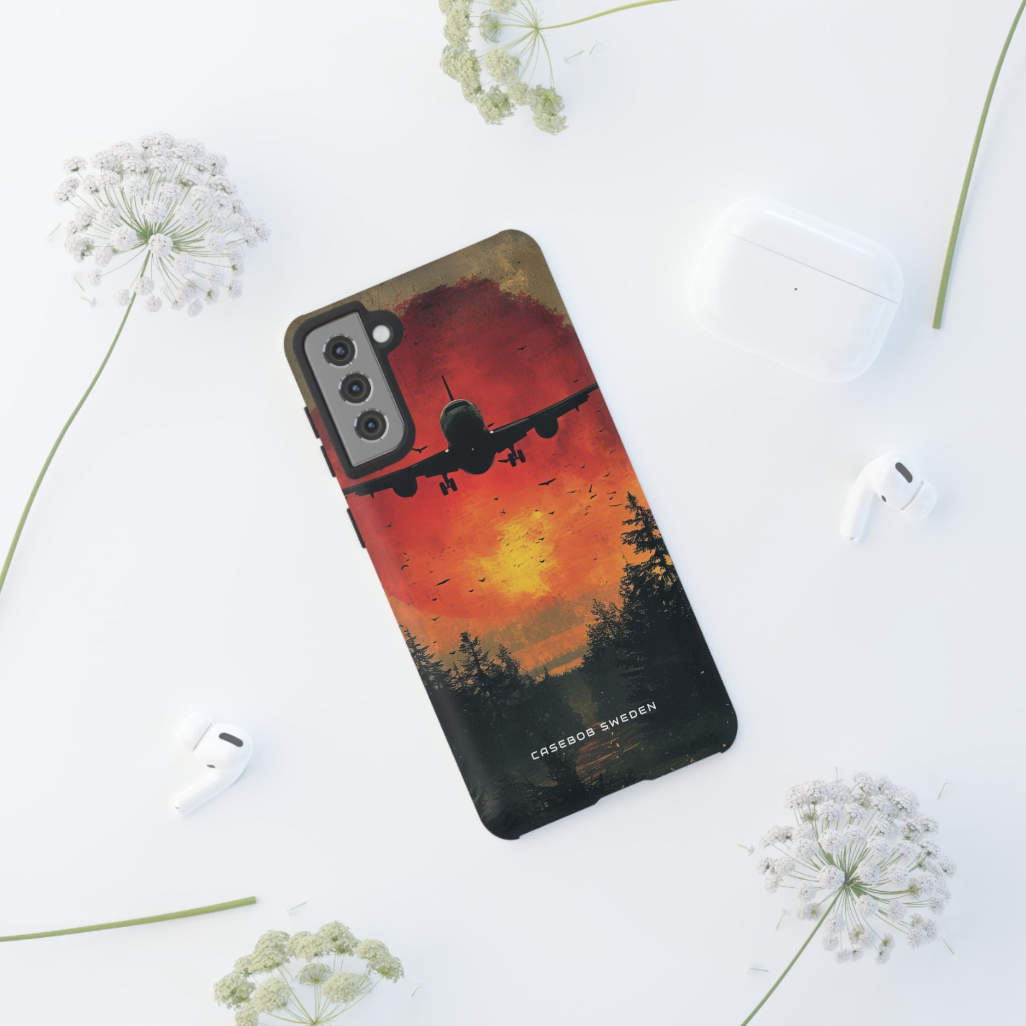 Vintage Sunset Airplane Silhouette  Samsung S21 - Tough Phone Case