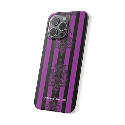 Gothic Elegance with Vertical Stripes and Ornamental Motifs iPhone 15 - Flexi Phone Case