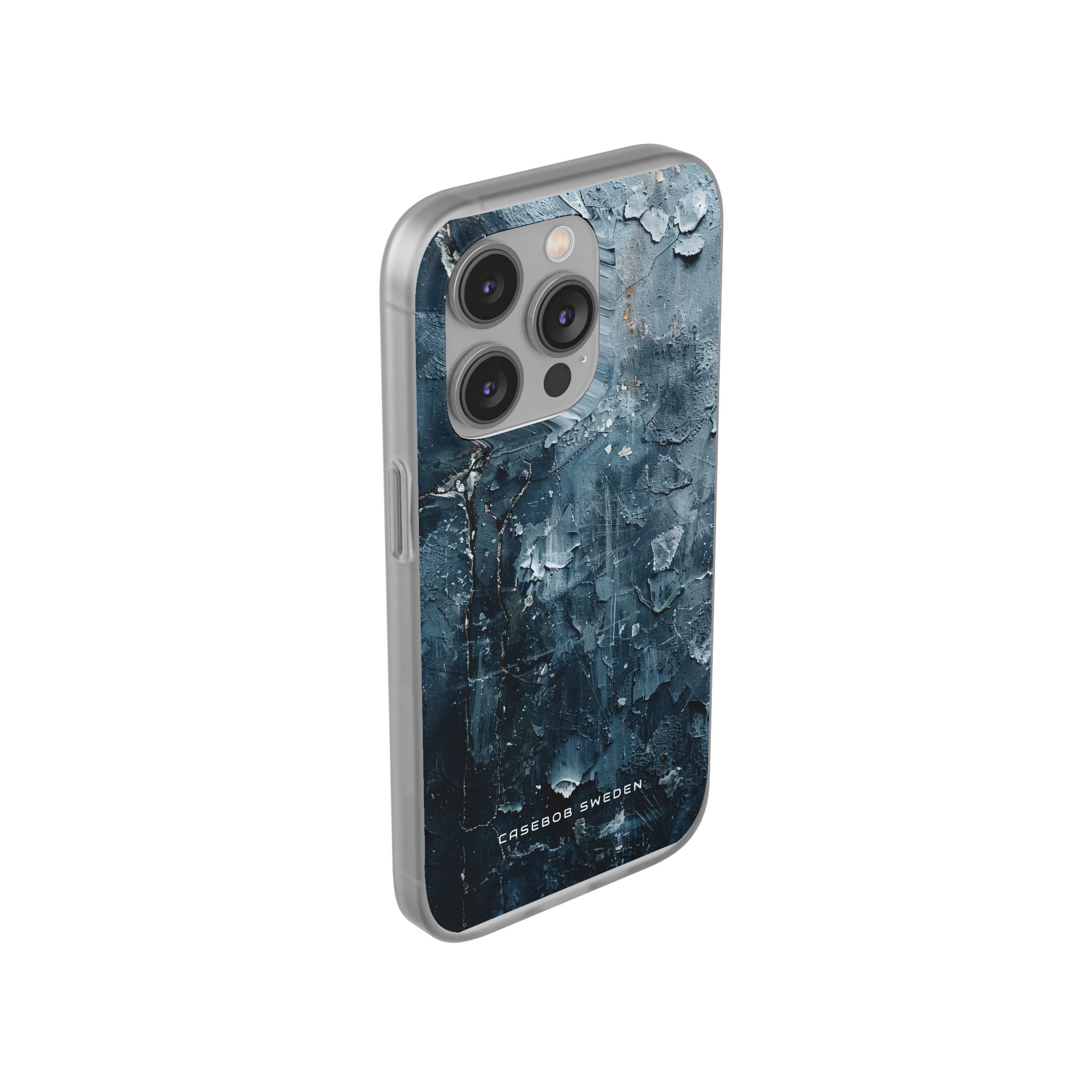 Weathered Blue Tapestry with Cracked Layers iPhone 14 - Flexi Phone Case