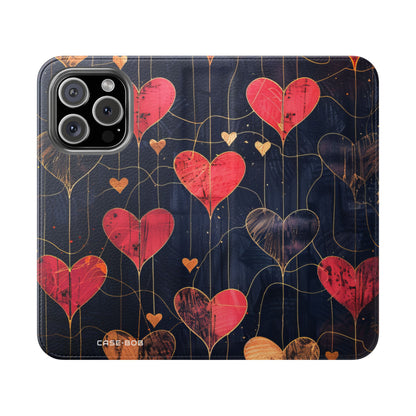 Textured Heart Grid - iPhone 16 Pro Case - Wallet