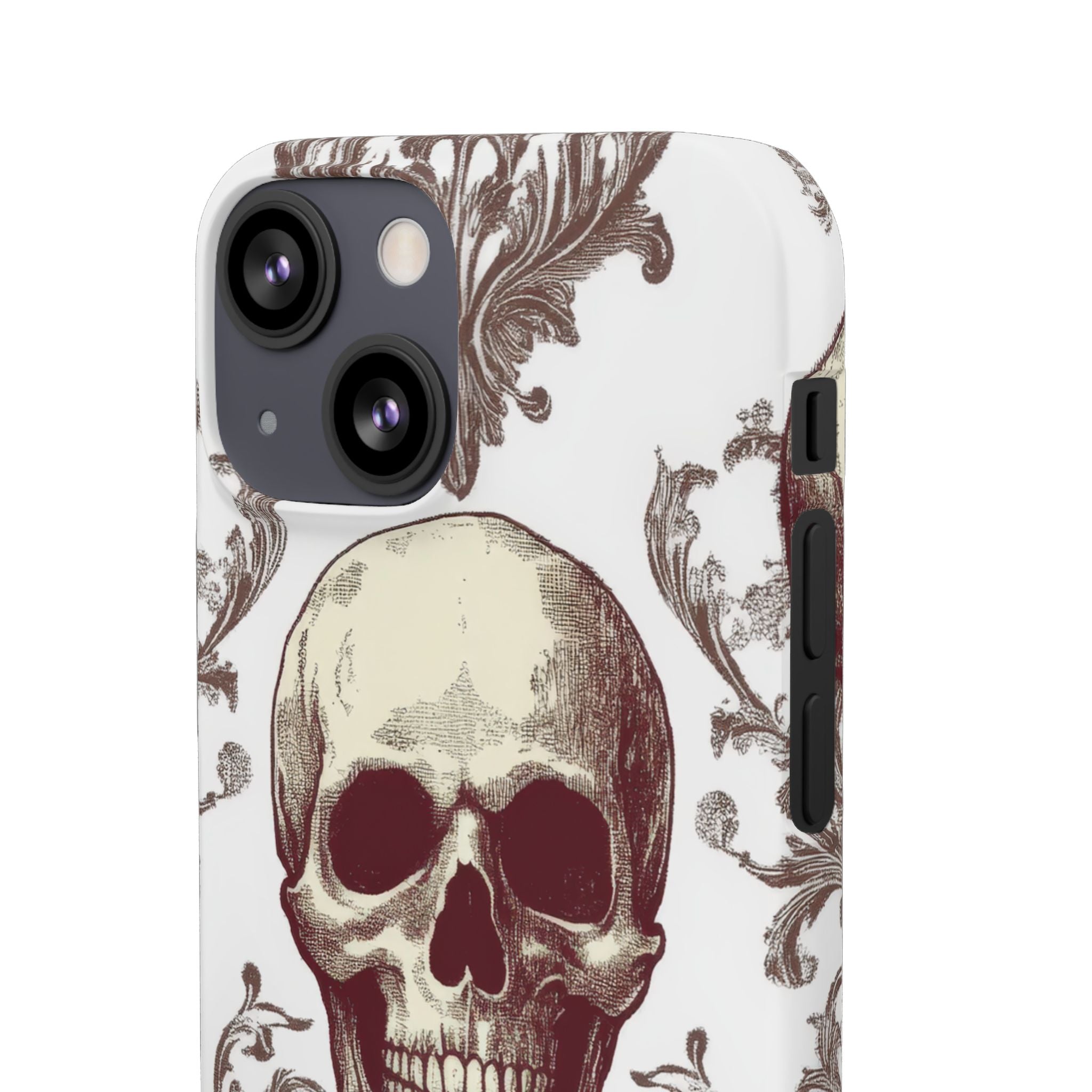 Gothic Skulls and Ornate Foliage iPhone 13 - Slim Phone Case