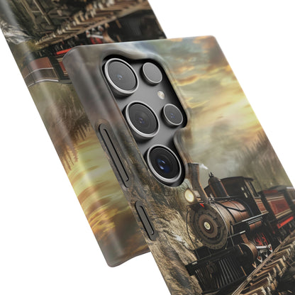 Vintage Steam Train Crossing Mountain Bridge Samsung S24 - Slim Phone Case