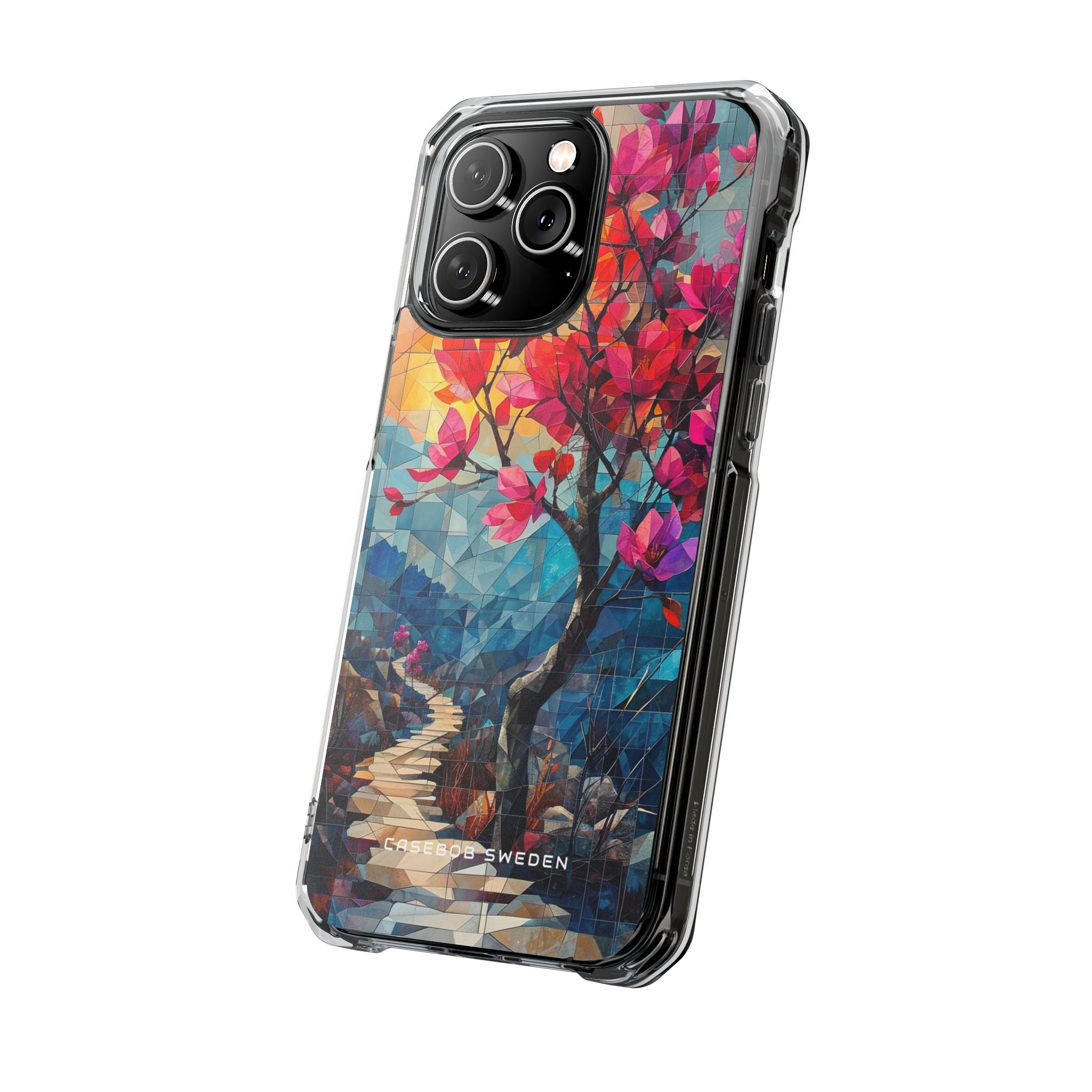 Vibrant Geometric Tree Landscape iPhone 14 - Clear Impact Phone Case